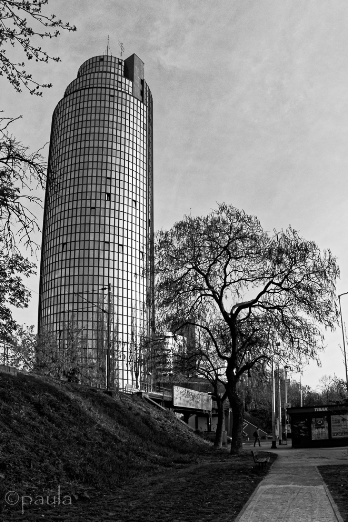 Cibona Tower again from a street